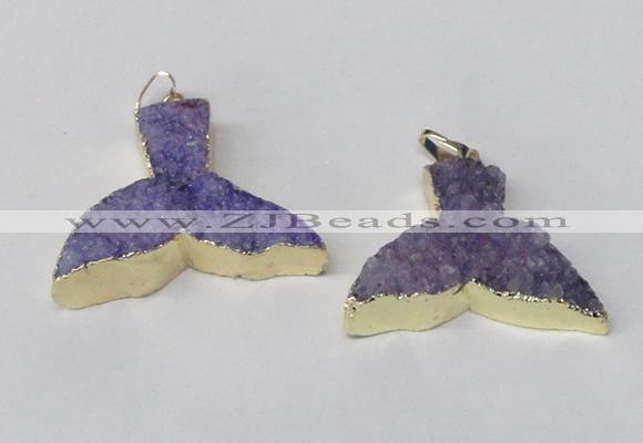 NGP2235 35*45mm - 40*55mm fishtail druzy agate gemstone pendants