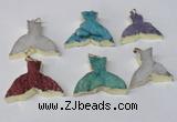 NGP2239 35*45mm - 40*55mm fishtail druzy agate gemstone pendants