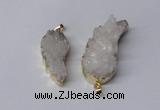 NGP2360 18*35mm - 22*45mm wing-shaped druzy quartz pendants