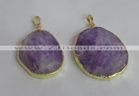 NGP2369 25*35mm - 35*45mm freefrom lavender amethyst pendants