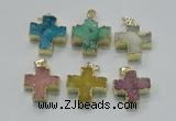 NGP2403 25*26mm - 27*28mm cross druzy agate pendants wholesale