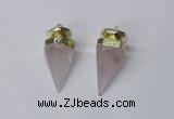 NGP2405 18*35mm - 20*40mm cone rose quartz pendants wholesale