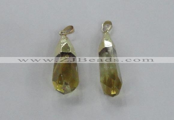 NGP2487 12*30mm - 10*40mm faceted nuggets lemon quartz pendants