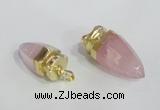 NGP2490 15*30mm - 18*40mm cone rose quartz pendants wholesale