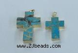 NGP2535 30*40mm - 40*50mm cross sea sediment jasper pendants