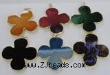 NGP2546 53*53mm - 56*56mm flower agate gemstone pendants