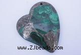 NGP255 41*50mm fashion malachite & pyrite gemstone pendants