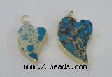 NGP2599 25*35mm - 35*45mm heart sea sediment jasper pendants