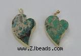 NGP2600 25*35mm - 35*45mm heart sea sediment jasper pendants