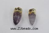 NGP2628 12*30mm - 15*40mm cone amethyst gemstone pendants