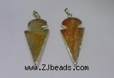 NGP2646 25*48mm - 28*54mm arrowhead agate pendants wholesale