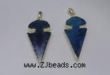 NGP2649 25*48mm - 28*54mm arrowhead agate pendants wholesale