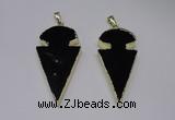 NGP2651 25*48mm - 28*54mm arrowhead agate pendants wholesale