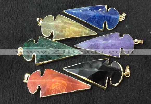 NGP2662 24*53mm - 26*55mm arrowhead agate pendants wholesale