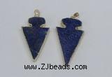 NGP2690 25*40mm - 30*55mm arrowhead lapis lazuli pendants