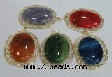 NGP2760 50*60mm oval agate gemstone pendants wholesale