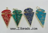 NGP2824 25*50mm - 27*55mm arrowhead sea sediment jasper pendants