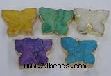 NGP2877 40*50mm - 45*55mm butterfly druzy agate pendants wholesale
