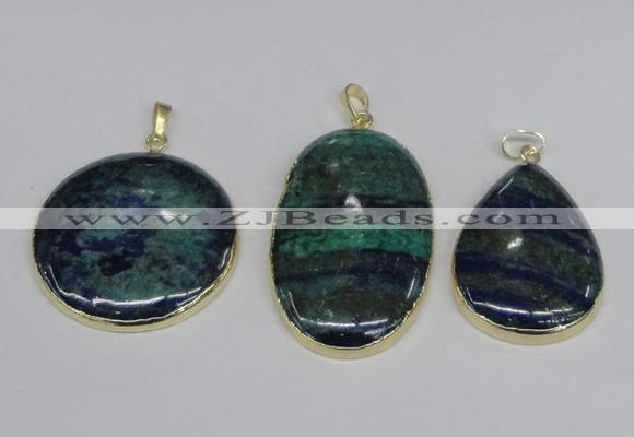 NGP2931 30*40mm - 30*50mm freeform chrysocolla gemstone pendants