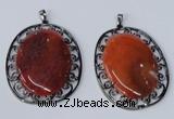 NGP2971 50*60mm oval agate gemstone pendants wholesale