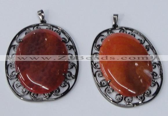 NGP2971 50*60mm oval agate gemstone pendants wholesale