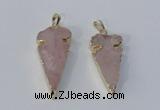 NGP3027 15*35mm – 20*50mm arrowhead rose quartz gemstone pendants