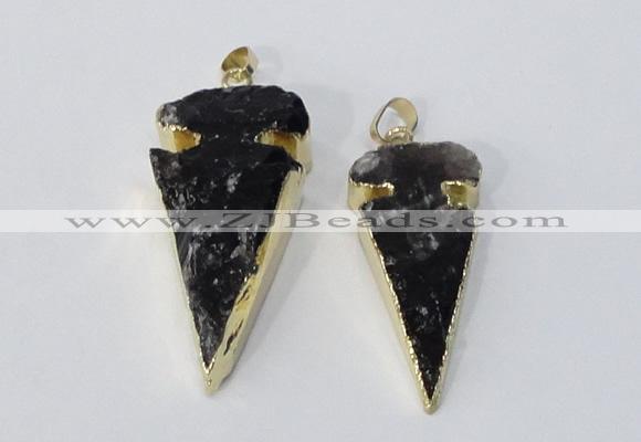 NGP3030 15*35mm – 20*50mm arrowhead smoky quartz gemstone pendants