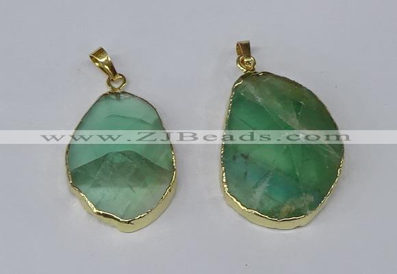 NGP3158 25*35mm - 30*40mm freeform green fluorite gemstone pendants