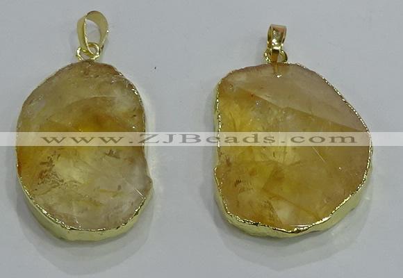 NGP3160 25*35mm - 30*40mm freeform citrine gemstone pendants