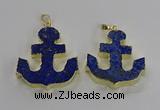 NGP3222 38*42mm - 40*45mm anchor lapis lazuli gemstone pendants