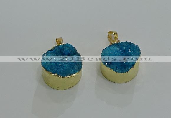 NGP3258 20mm - 22mm coin druzy agate pendants wholesale
