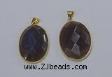 NGP3295 33*45mm faceted oval agate gemstone pendants wholesale