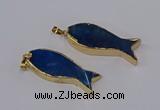 NGP3315 16*50mm - 18*52mm fish-shaped agate gemstone pendants