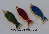 NGP3319 16*50mm - 18*52mm fish-shaped agate gemstone pendants