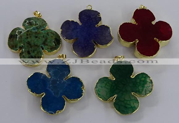 NGP3340 43*45mm - 45*47mm flower agate gemstone pendants