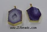 NGP3495 25*40mm - 30*45mm hexagon druzy agate pendants