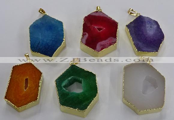 NGP3501 25*40mm - 30*45mm hexagon druzy agate pendants