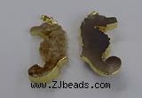 NGP3530 22*58mm - 25*55mm seahorse agate gemstone pendants