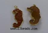 NGP3531 22*58mm - 25*55mm seahorse agate gemstone pendants