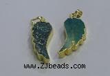 NGP3608 15*30mm - 18*40mm wing-shaped druzy agate pendants