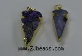 NGP3614 15*30mm - 20*40mm arrowhead druzy agate pendants