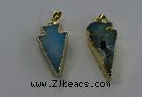 NGP3626 15*30mm - 20*40mm arrowhead druzy agate pendants