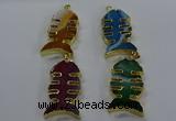 NGP3650 25*50mm - 28*55mm fishbone agate gemstone pendants