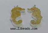 NGP3663 22*58mm - 25*55mm seahorse fossil coral pendants