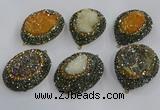 NGP3694 35*45mm freeform plated druzy agate gemstone pendants