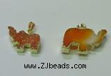 NGP3697 18*30mm - 22*35mm elephant druzy agate gemstone pendants