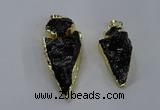 NGP3810 25*45mm - 30*60mm arrowhead dyed white crystal pendants