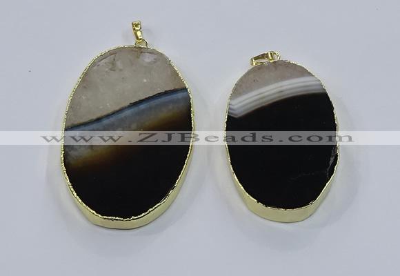 NGP3924 35*55mm - 40*60mm oval druzy agate pendants wholesale