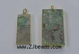 NGP3930 20*45mm - 30*60mm rectangle green gemstone pendants