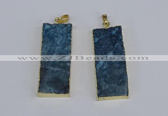 NGP3956 20*50mm - 25*45mm rectangle druzy agate gemstone pendants
